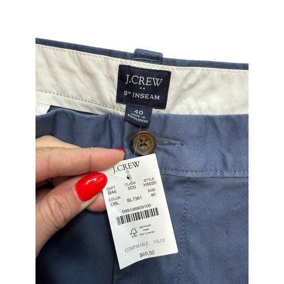 J.Crew Factory Shorts Men 40 Blue 9” Inseam Flat Front Preppy Casual Classic - Picture 3 of 9